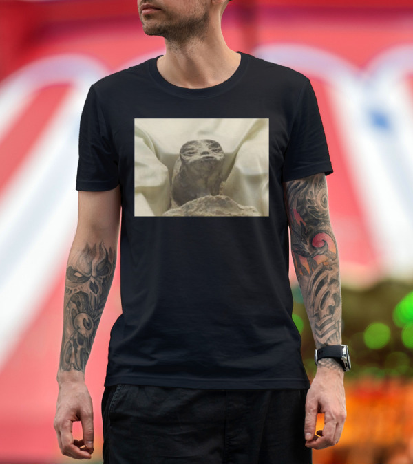 Premium T-Shirt: Journalist Jaime Maussan Reveals Alien Discovery Statue T-Shirt Journalist Jaime Maussan Reveals Alien Discovery Statue T-Shirt