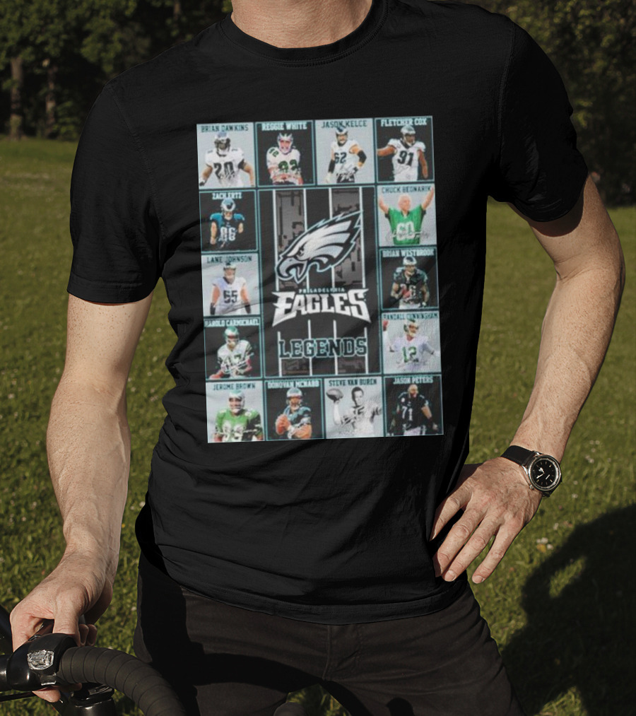 Philadelphia Eagles Brian Dawkins Reggie White Jason Kelce Fletcher Cox Legends Randall Cunningham Donovan McNabb T-Shirt