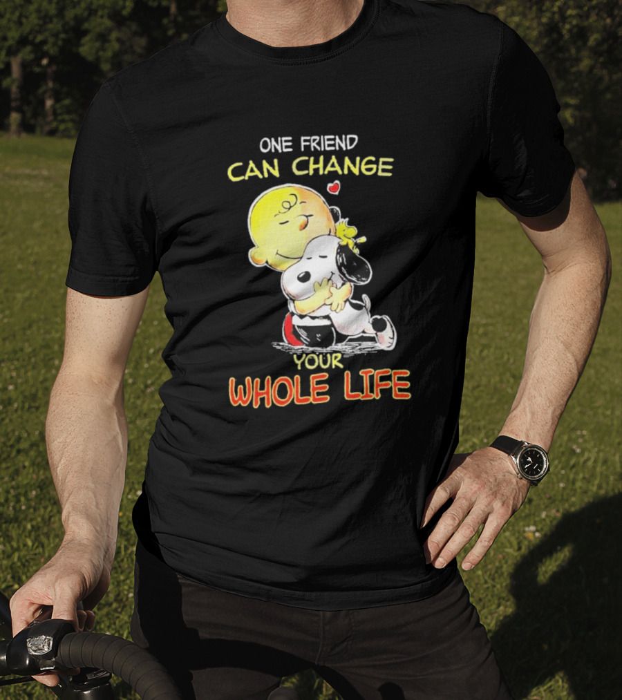 Snoopy And Friends One Friend Can Change Your Whole Life Hugging Image T-Shirt