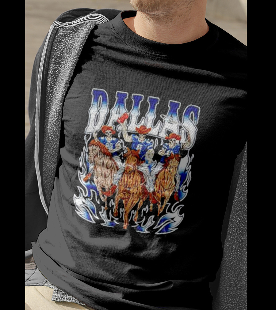 Dallas Cowboys Skeleton Horseback Riders Halloween T-Shirt