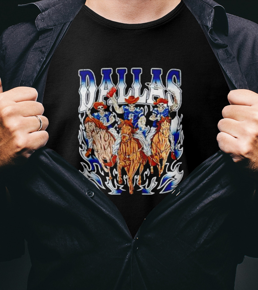 Dallas Cowboys Skeleton Horseback Riders Halloween T-Shirt