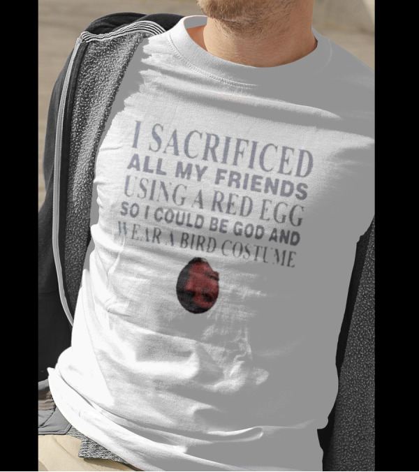 I Sacrificed All My Friends Using A Red Egg So I Could Be God And Wear A Bird Costume T-Shirt