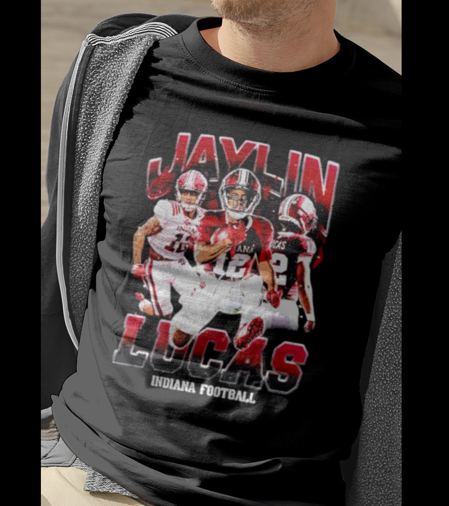 Jaylin Lucas Indiana Football Athlete Action Collage T-Shirt