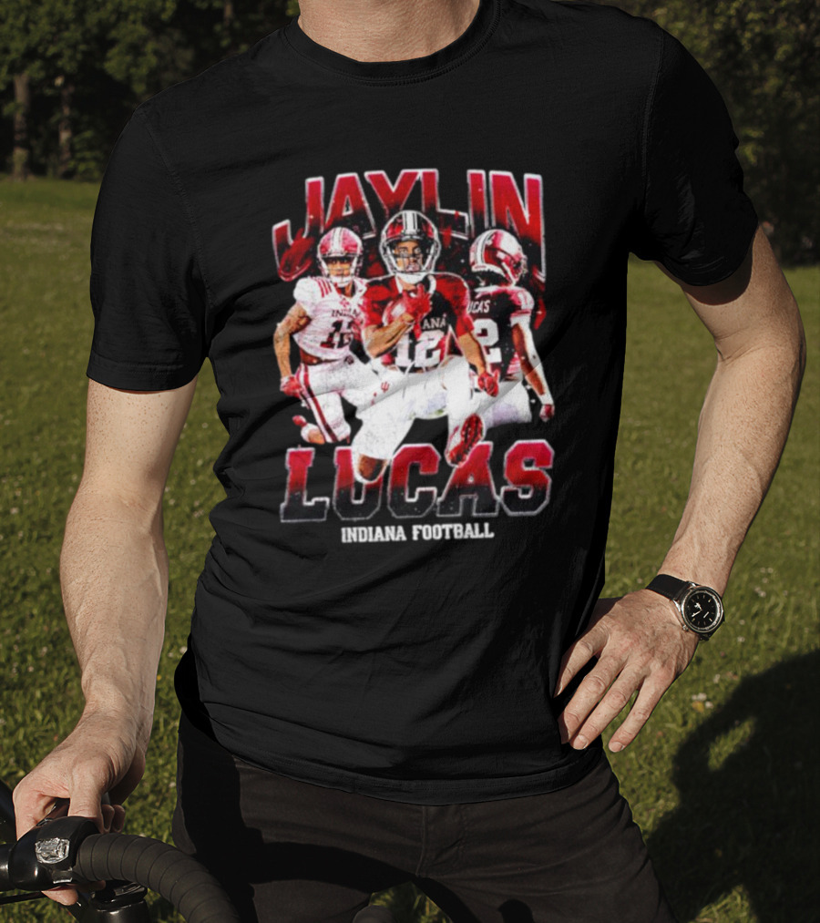 Jaylin Lucas Indiana Football Athlete Action Collage T-Shirt