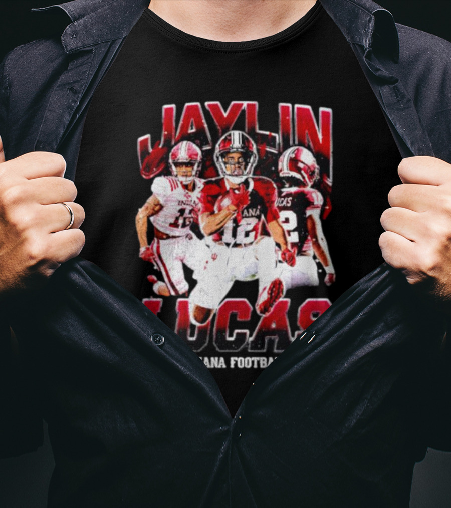Jaylin Lucas Indiana Football Athlete Action Collage T-Shirt