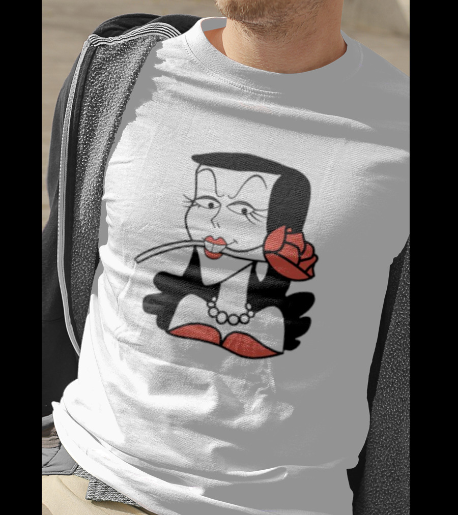 Kurt Cobain Natasha Fatale Iconic Cartoon Fusion ретро Шик меховый шарф розы T-Shirt