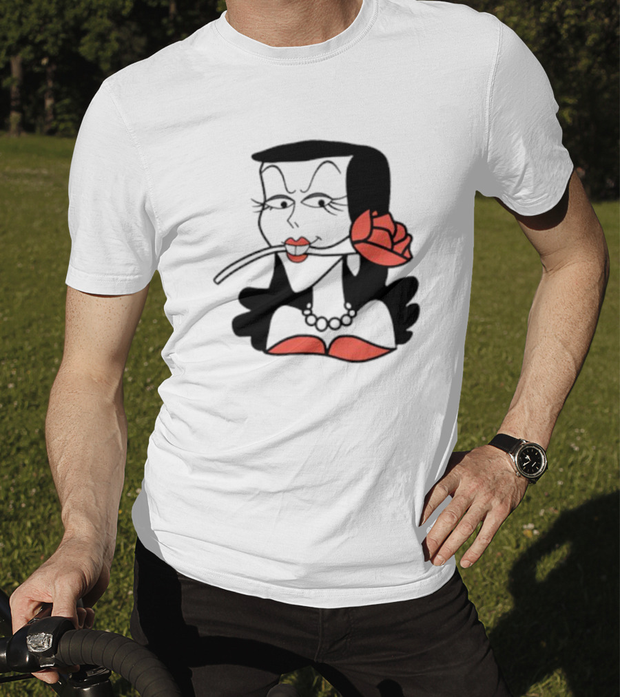 Kurt Cobain Natasha Fatale Iconic Cartoon Fusion ретро Шик меховый шарф розы T-Shirt