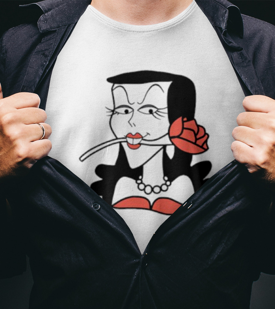 Kurt Cobain Natasha Fatale Iconic Cartoon Fusion ретро Шик меховый шарф розы T-Shirt