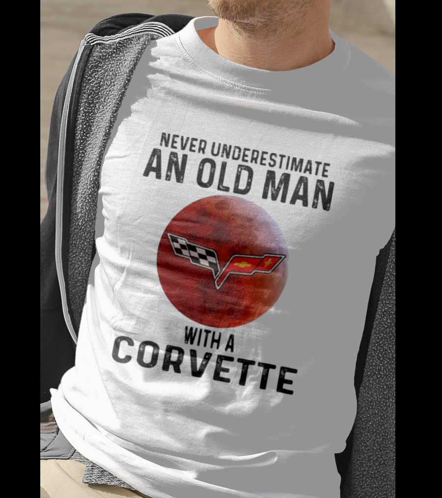 Never Underestimate An Old Man With A Corvette Blood Moon T-Shirt