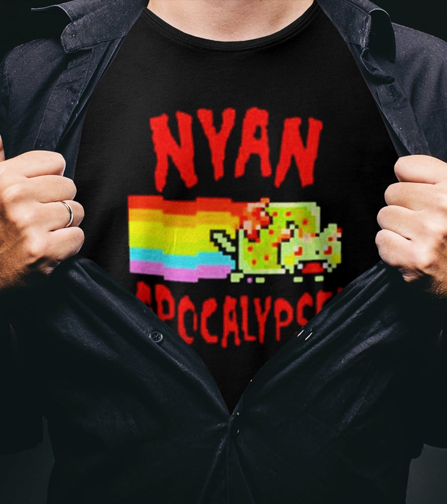 Nyan Cat Apocalypse Rainbow Explosion Iconic Meme T-Shirt