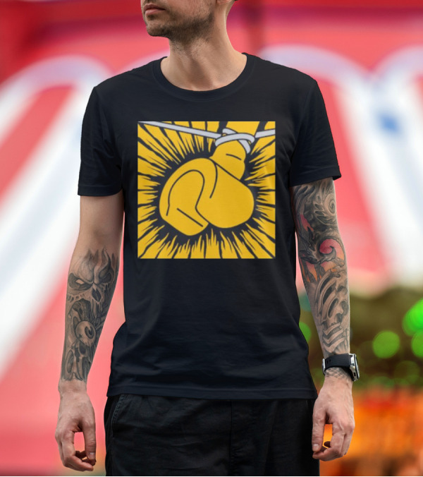 Premium T-Shirt: Metallego Fist Wrapped Wire Explosive Yellow Burst T-Shirt Metallego Fist Wrapped Wire Explosive Yellow Burst T-Shirt