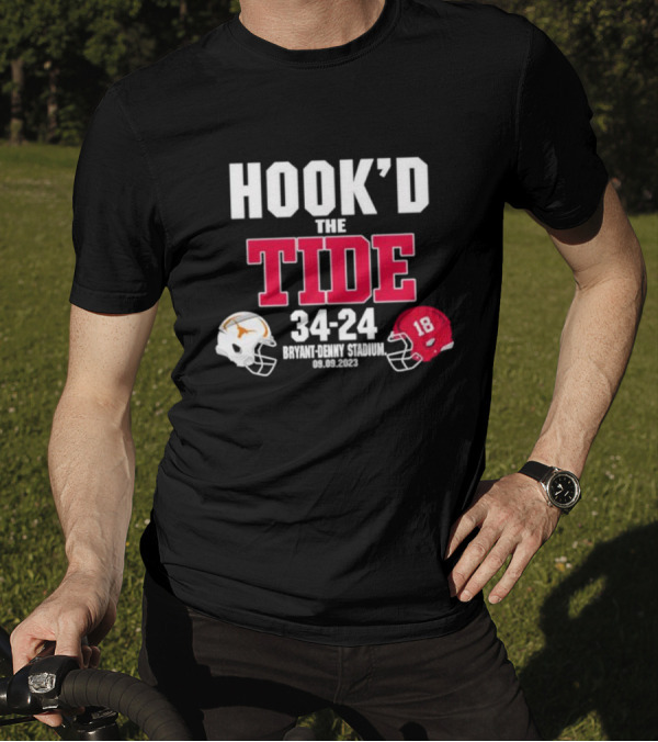 Hook’d The Tide 34-24 Bryant Denny Stadium 09.09.2023 Football Helmets T-Shirt