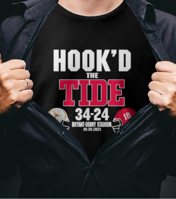 Hook’d The Tide 34-24 Bryant Denny Stadium 09.09.2023 Football Helmets T-Shirt