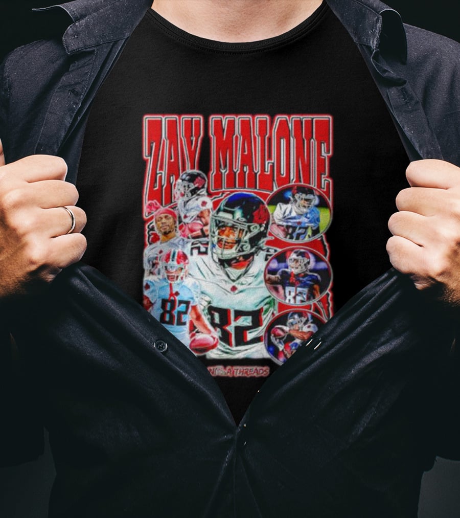 Zay Malone 82 Atlanta Falcons NSNThreads Vintage T-Shirt