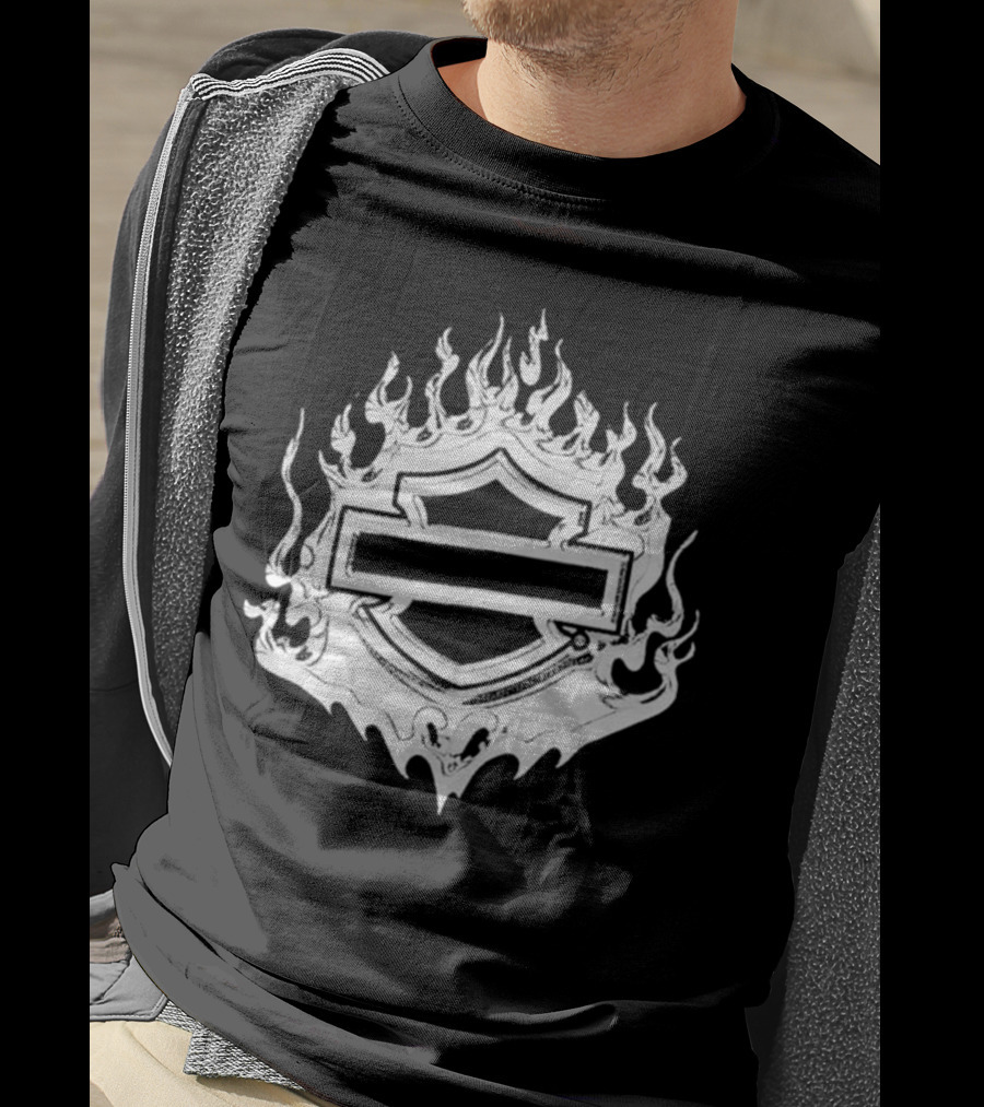 Post Malone X H-D Flaming Bar And Shield Emblem T-Shirt