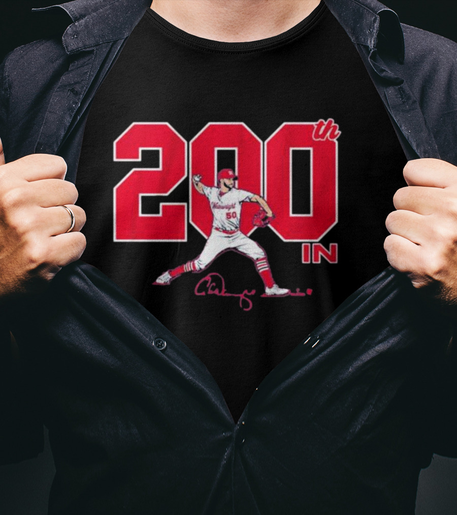 St. Louis Cardinals Adam Wainwright 200th Win Signature T-Shirt