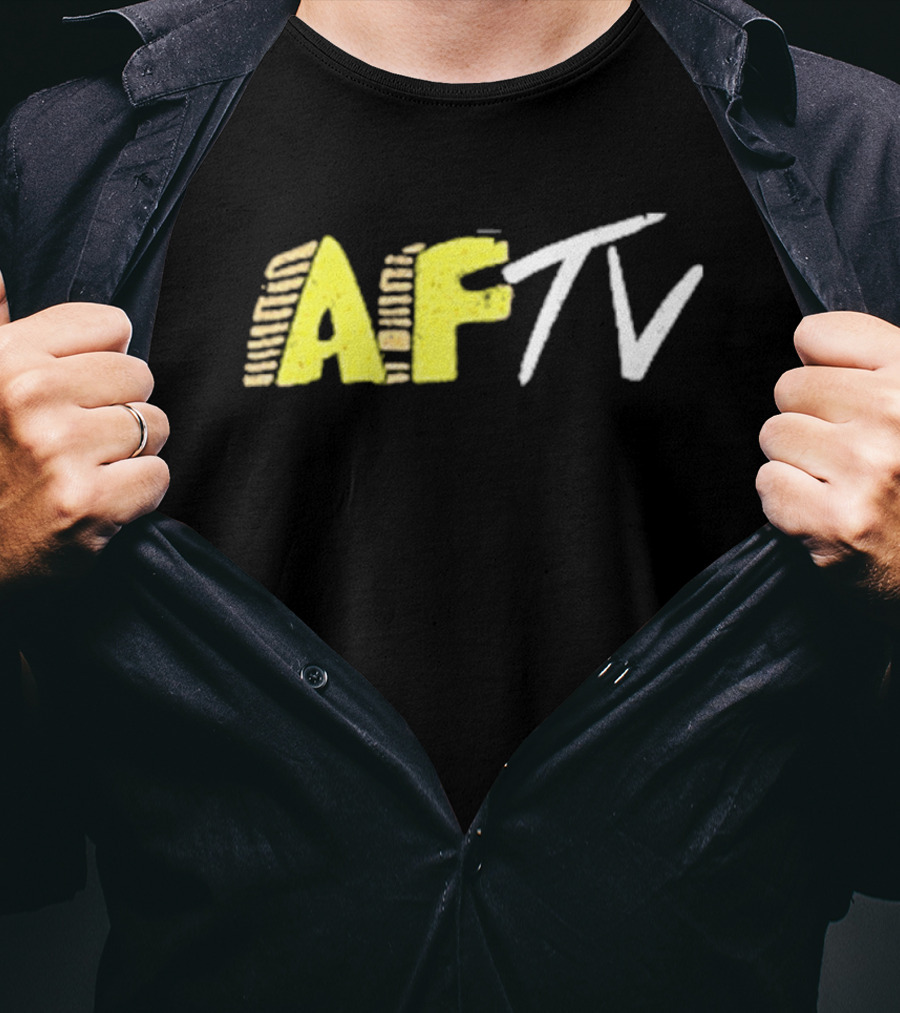 AFTV Invasion Soccer Fan Channel Bold Yellow Text And White Strokes T-Shirt