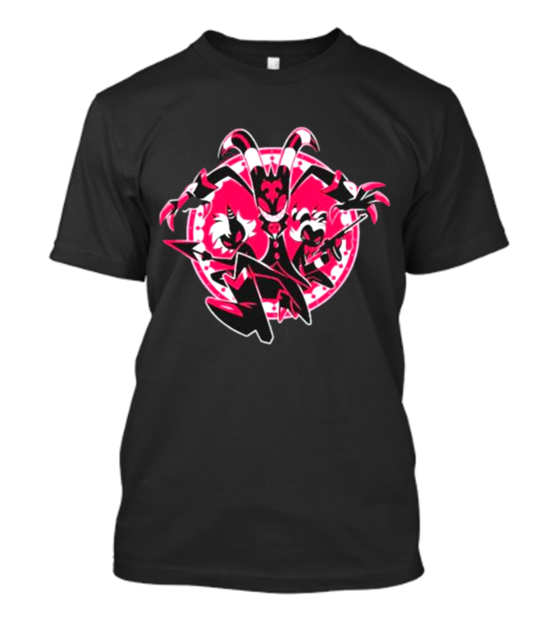 Helluva Boss IMP Characters Circle Pink And Black T-Shirt