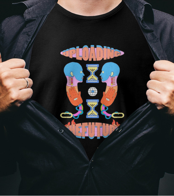 UPLOADING THE FUTURE HOURGLASS CYBERNETIC HEADS AND HANDS T-Shirt