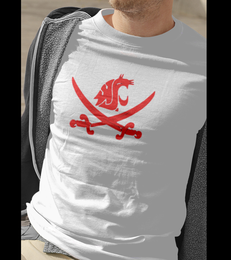 WSU Pirate Swing Your Sword Cougar Logo Crossed Sabers T-Shirt