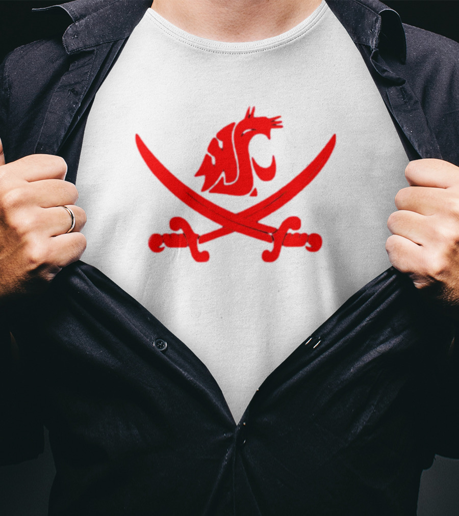 WSU Pirate Swing Your Sword Cougar Logo Crossed Sabers T-Shirt