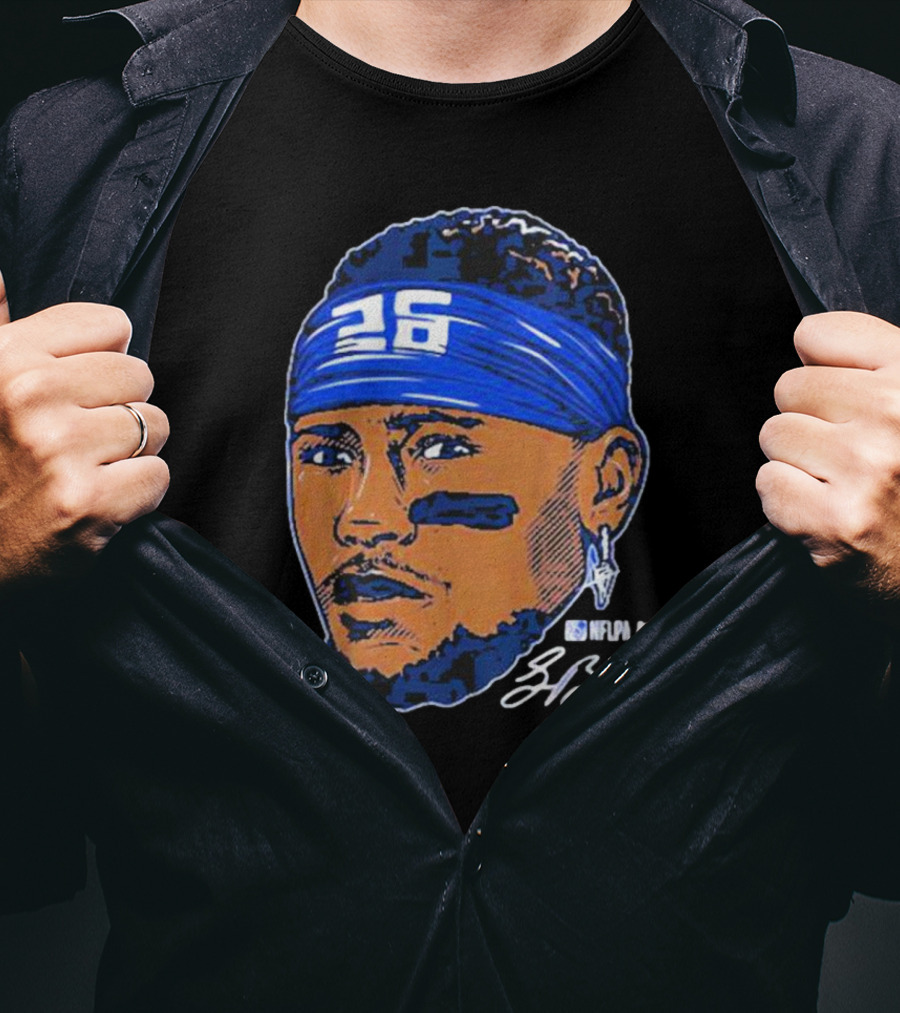 Saquon Barkley 26 NFLPA Swag Head Signature T-Shirt