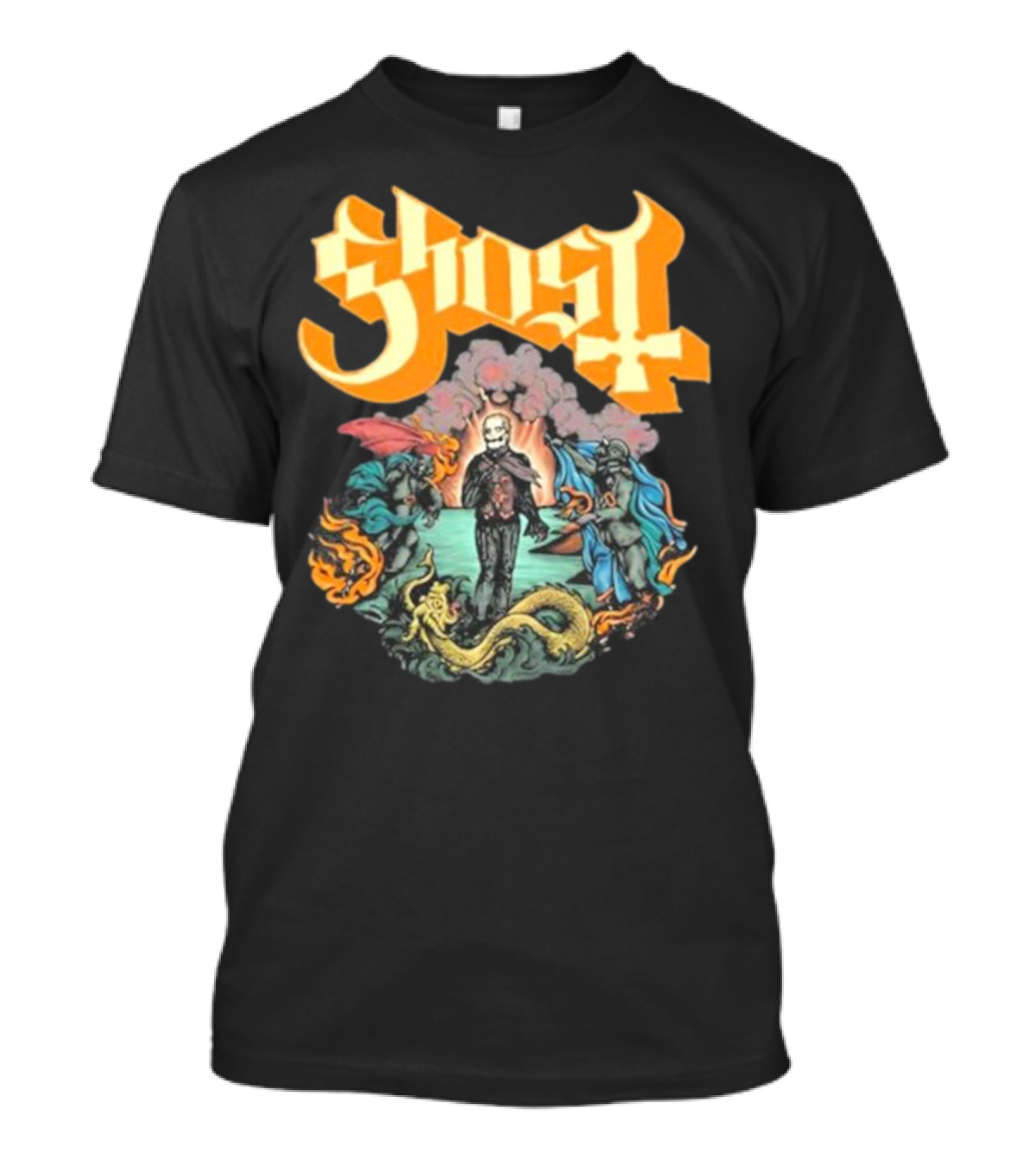Ghost Boticelli Inspired Papal Figure With Mythical Creatures T-Shirt