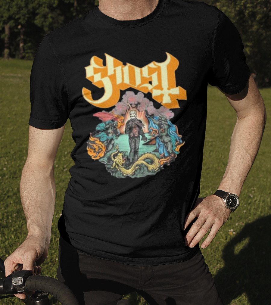 Ghost Boticelli Inspired Papal Figure With Mythical Creatures T-Shirt