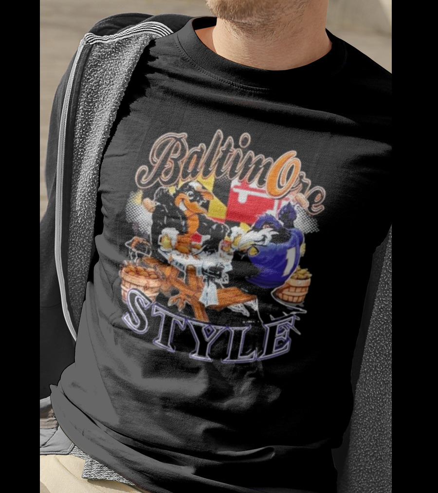 Baltimore Style Ravens Crab Feast Maryland Flag Ravens Football T-Shirt