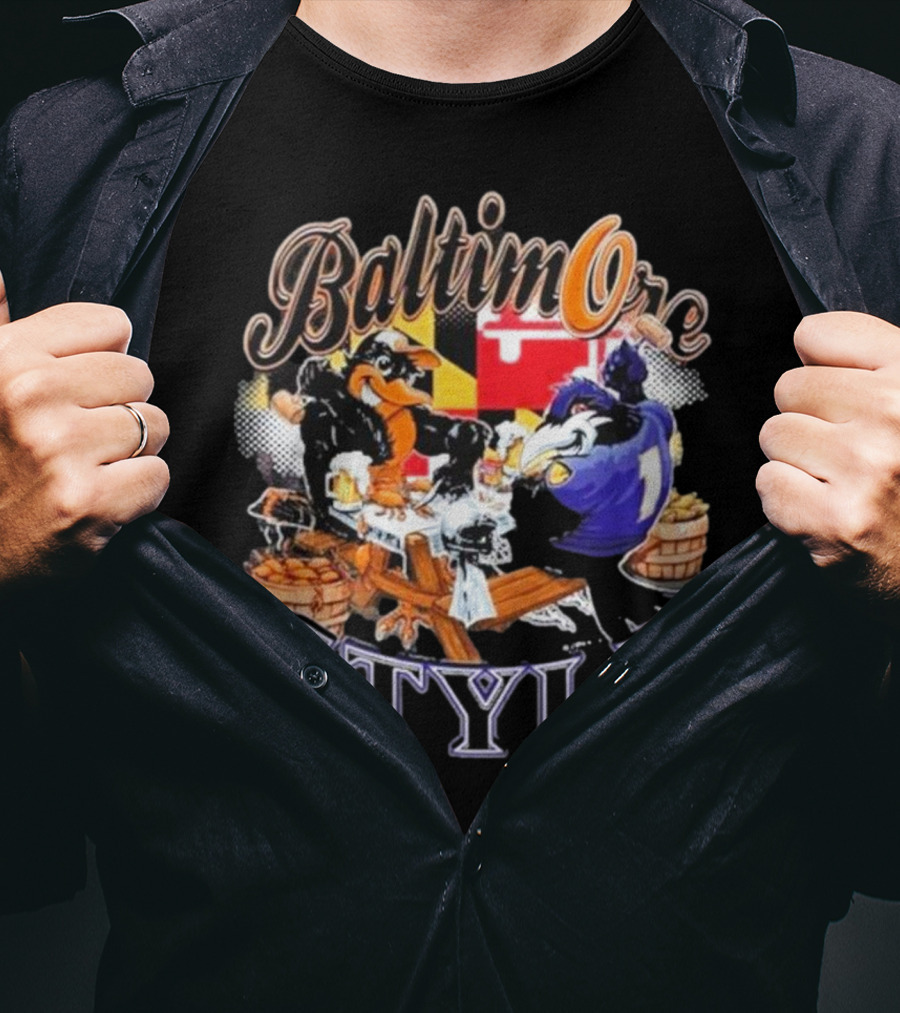 Baltimore Style Ravens Crab Feast Maryland Flag Ravens Football T-Shirt