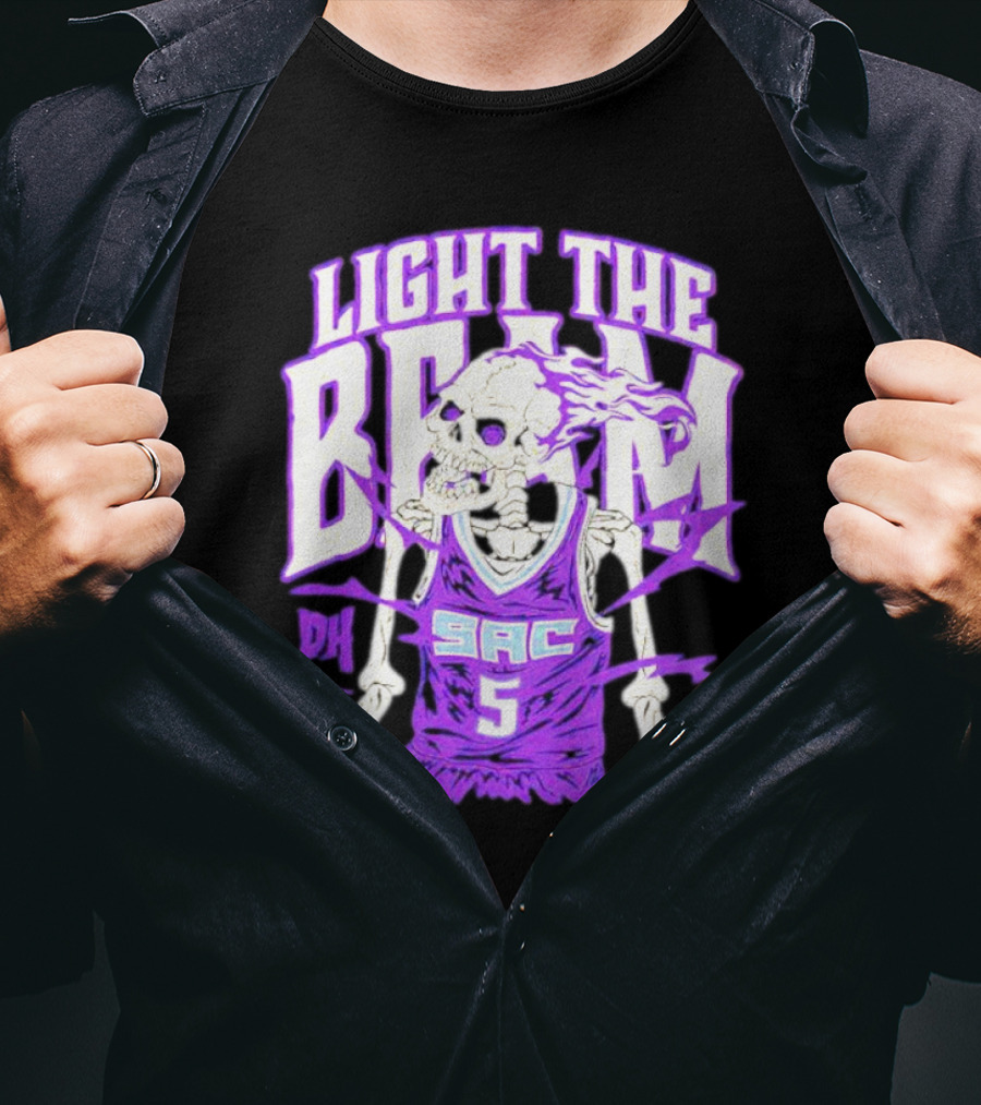 Light The Beam Skeleton SAC 5 Kings Drip Heads T-Shirt