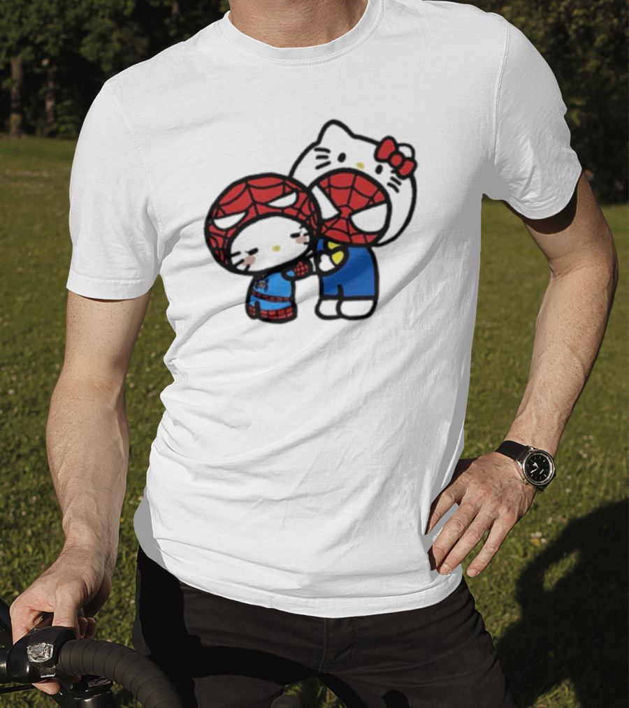 Hello Kitty Spider-Man Crossover Cartoon Characters T-Shirt