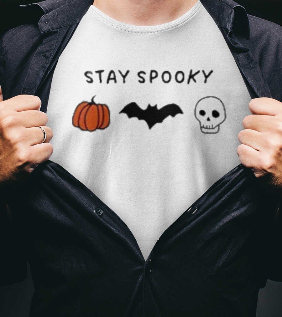Stay Spooky Pumpkin Bat Skull Halloween T-Shirt