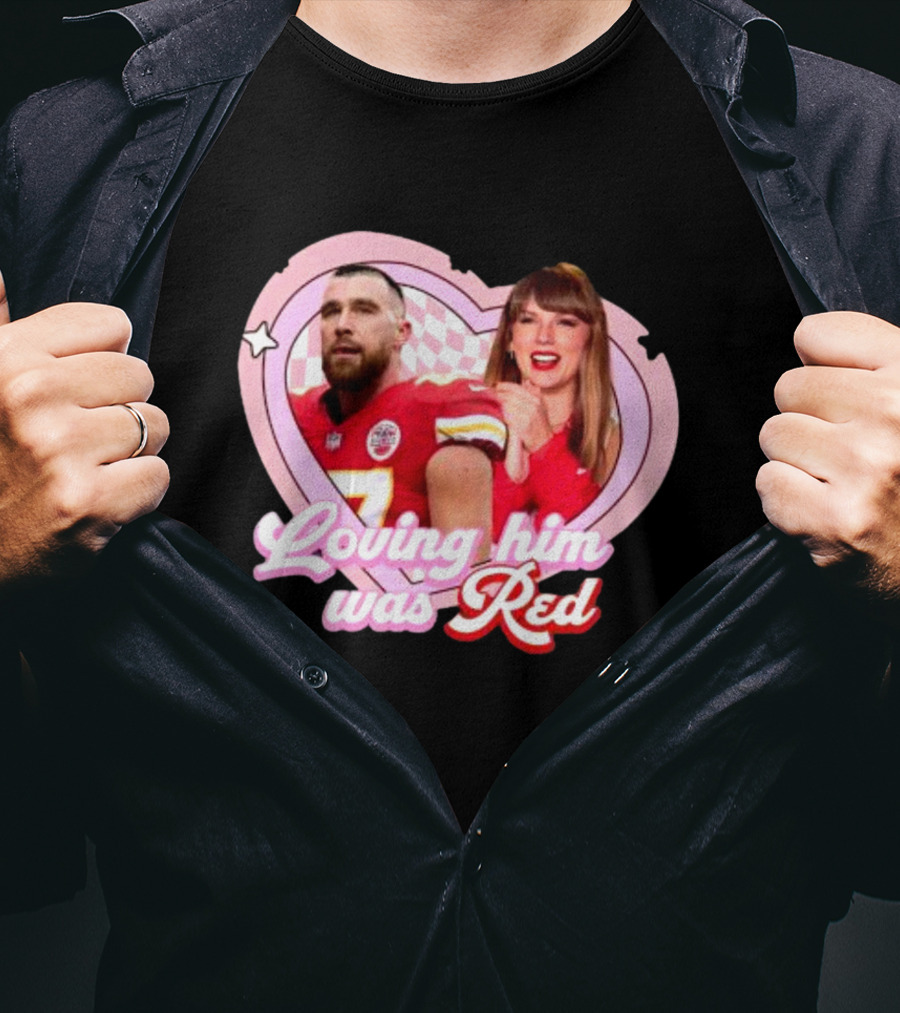 Loving Him Was Red Chiefs Football Heart Icons T-Shirt