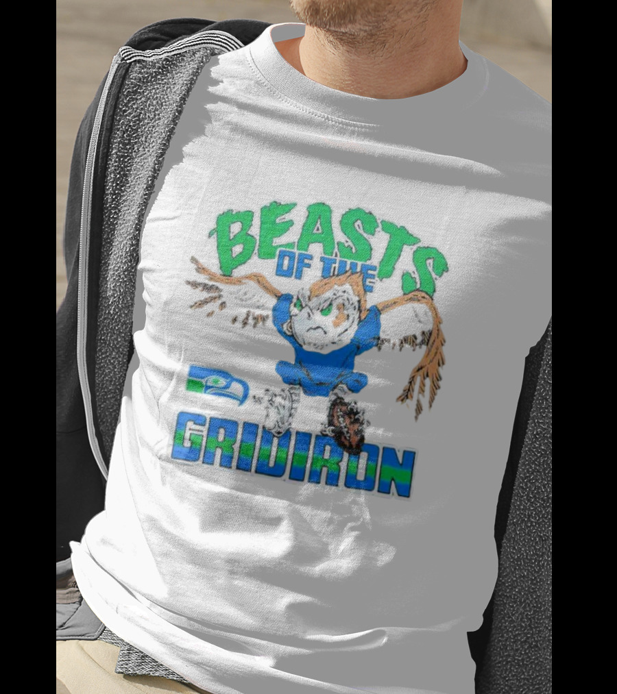 Beasts Of The Gridiron Seattle Seahawks Fierce Mascot Football T-Shirt