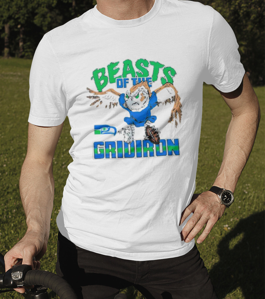 Beasts Of The Gridiron Seattle Seahawks Fierce Mascot Football T-Shirt