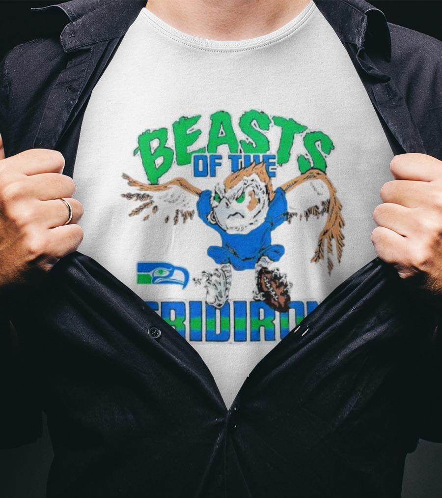 Beasts Of The Gridiron Seattle Seahawks Fierce Mascot Football T-Shirt