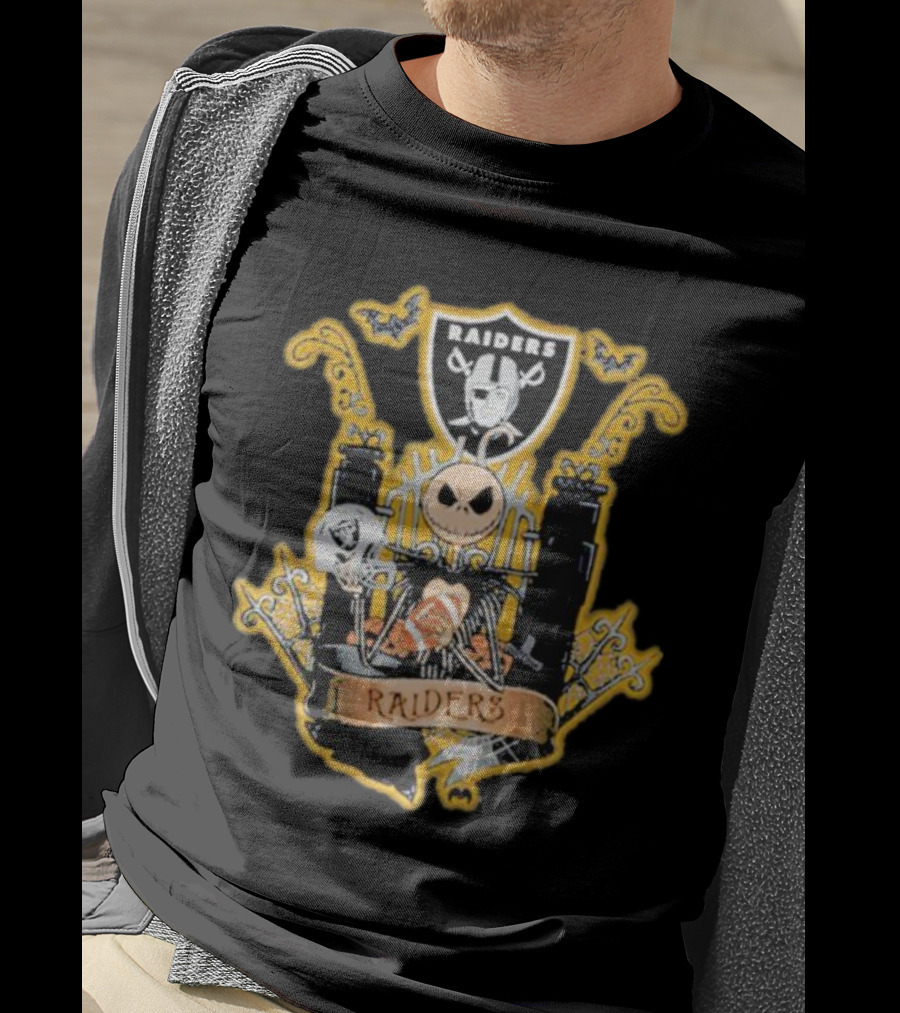 Las Vegas Raiders Jack Skellington Halloween Fan Crest T-Shirt