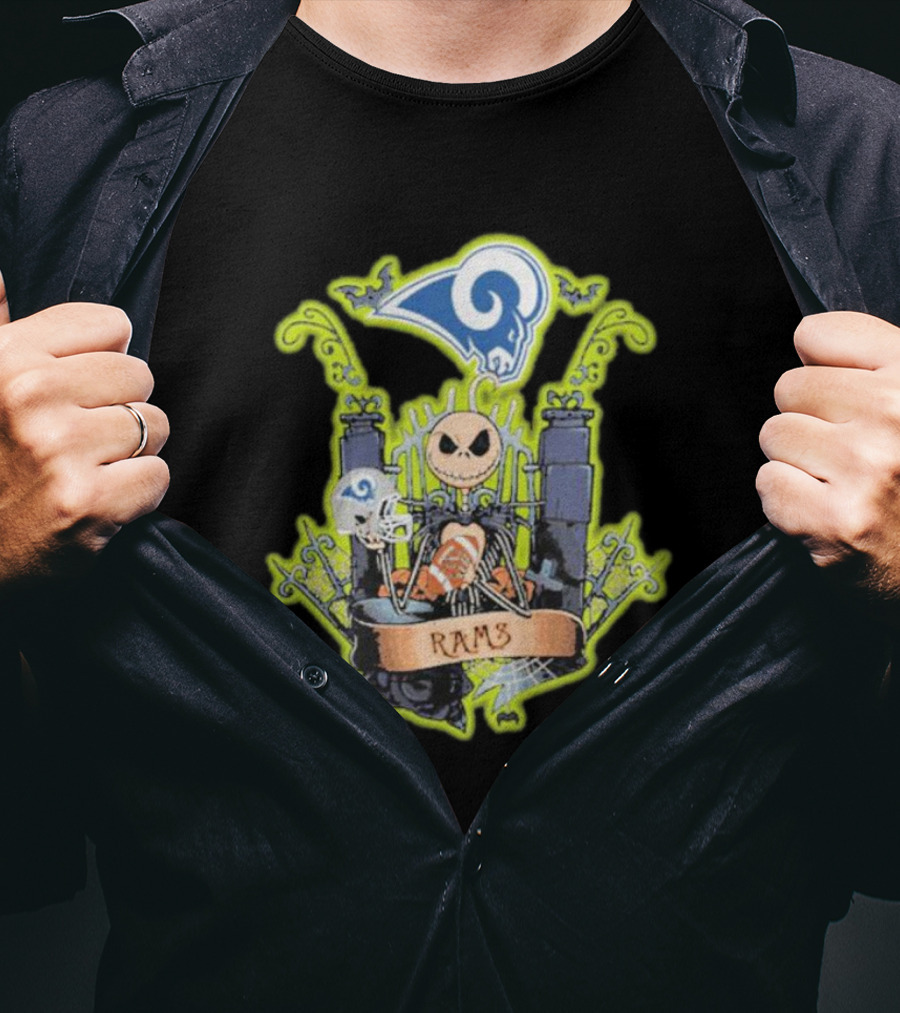 Jack Skellington Los Angeles Rams Halloween Fan Fantasy T-Shirt