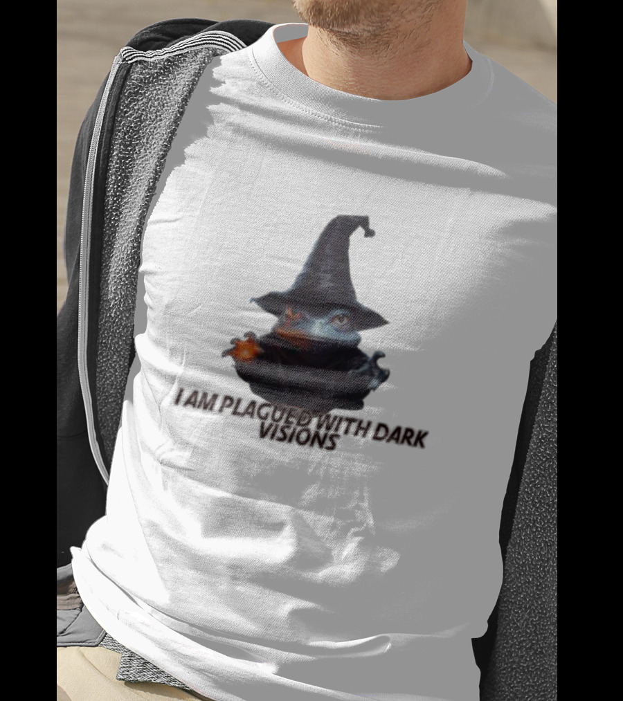 I Am Plagued With Dark Visions Frog Wizard Hat Magic T-Shirt
