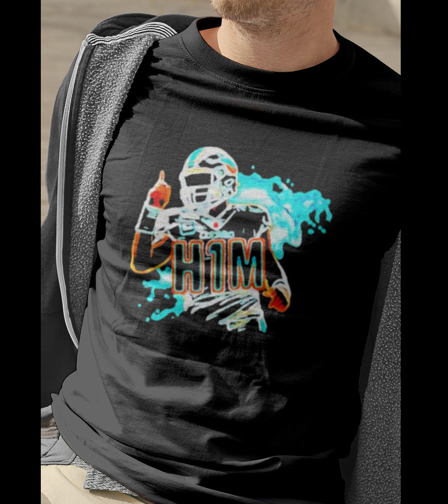 Miami Dolphins H1M Paint Football Player Splash T-Shirt