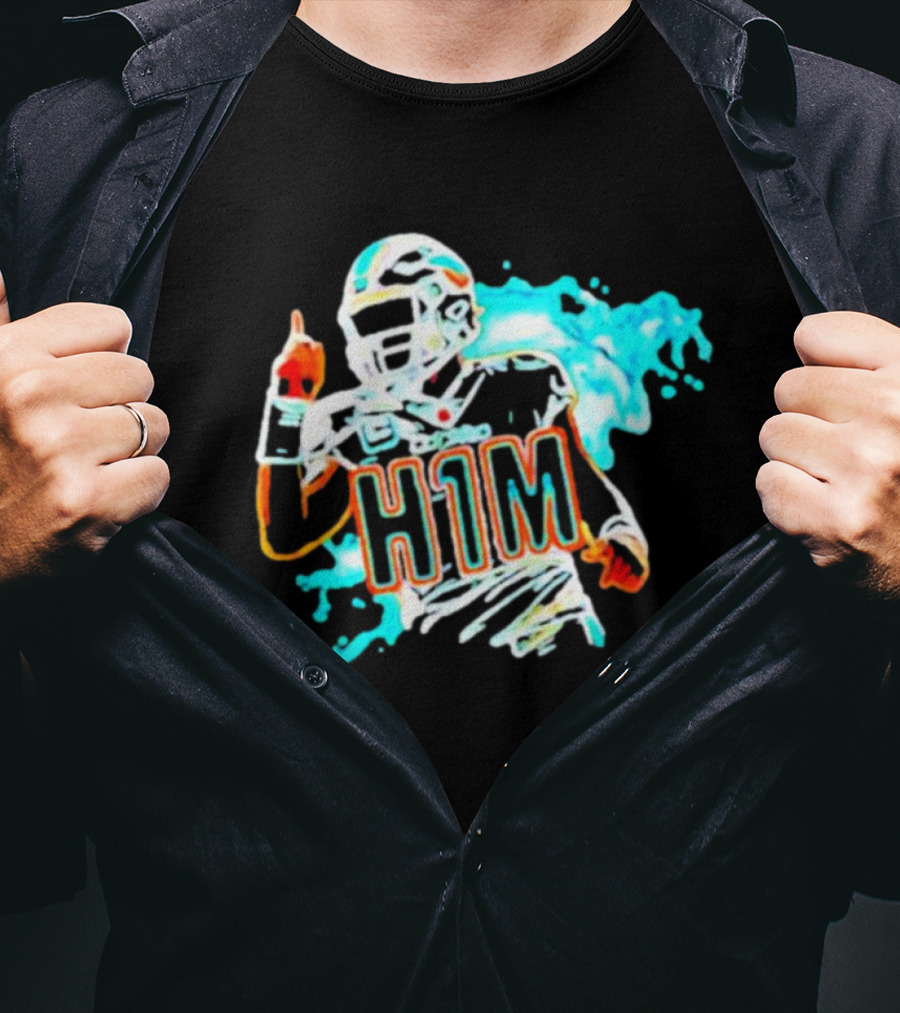 Miami Dolphins H1M Paint Football Player Splash T-Shirt