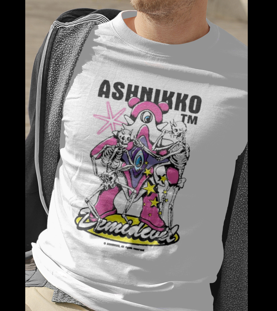 ASHNIKKO Demidevil Skeleton Star Pink T-Shirt