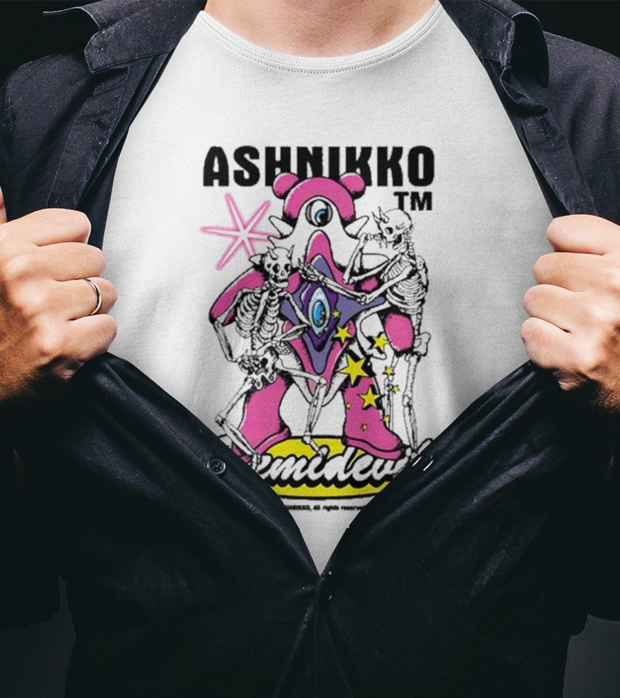 ASHNIKKO Demidevil Skeleton Star Pink T-Shirt