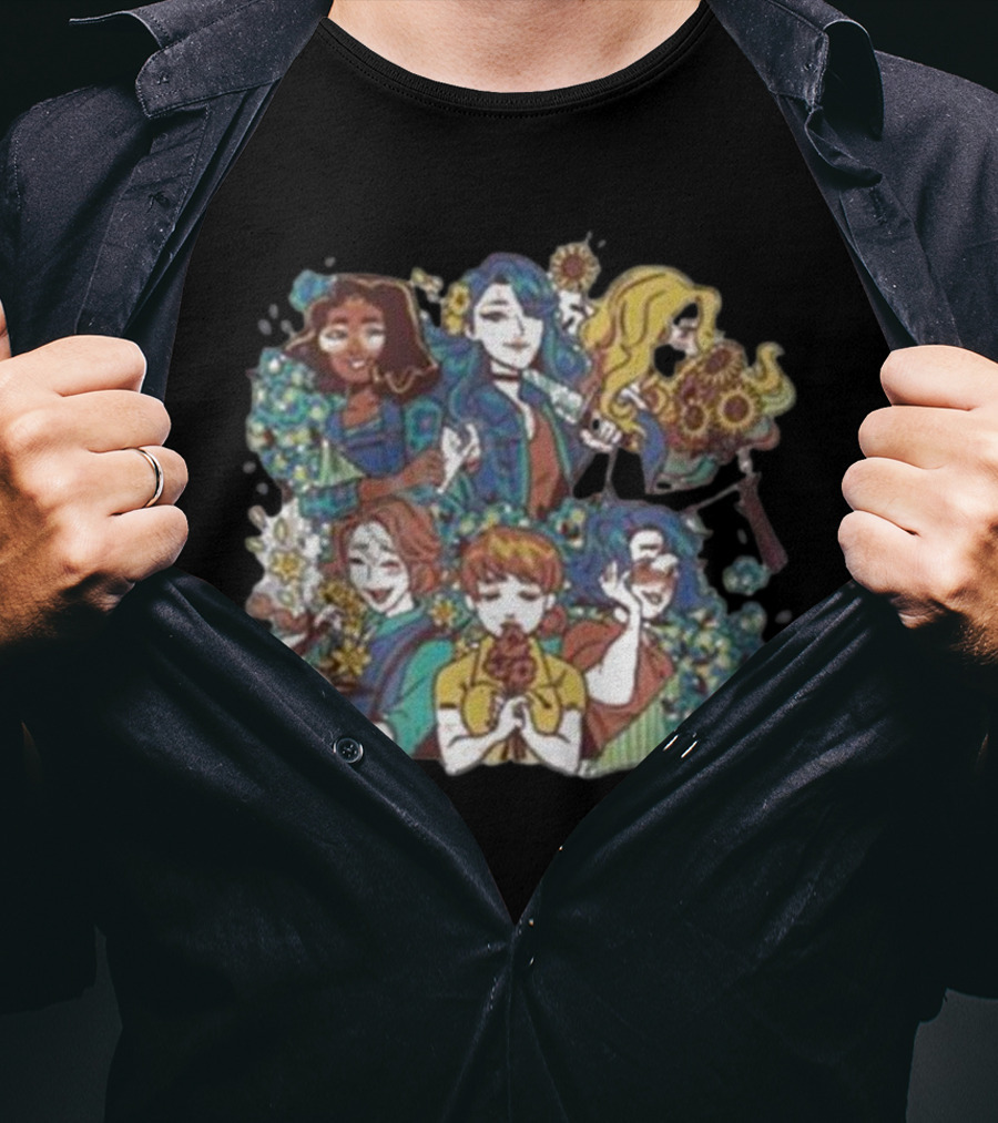 Bachelorette Bouquet Group Floral Characters T-Shirt