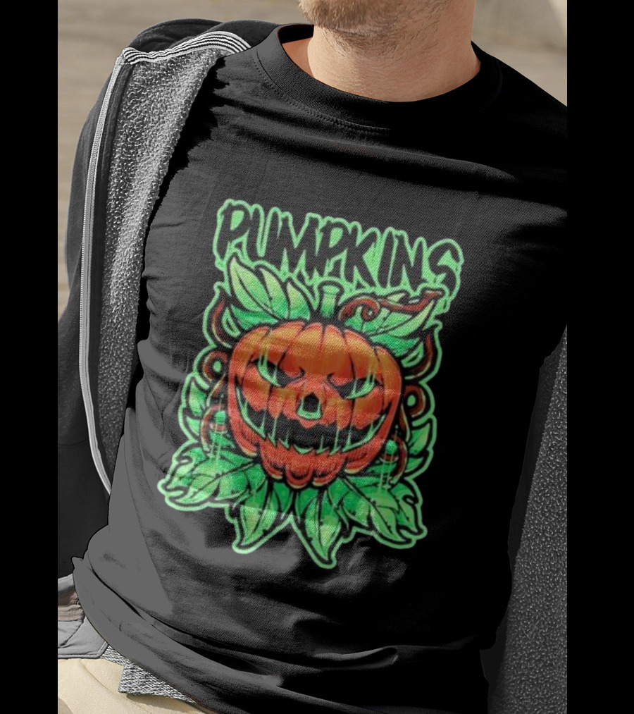 Pumpkins Horror Halloween Jack-o'-Lantern With Creepy Vines T-Shirt