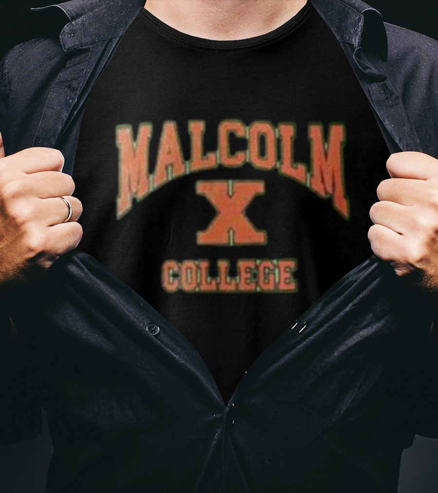 Malcolm X College Vintage Style Red Lettering T-Shirt