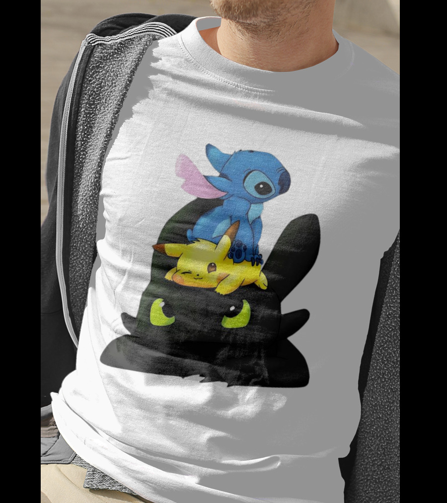 Stitch Pikachu Toothless Crossover T-Shirt