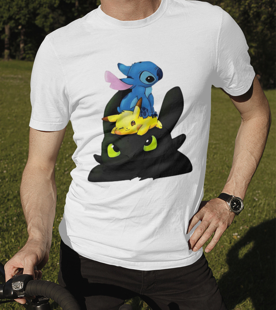 Stitch Pikachu Toothless Crossover T-Shirt