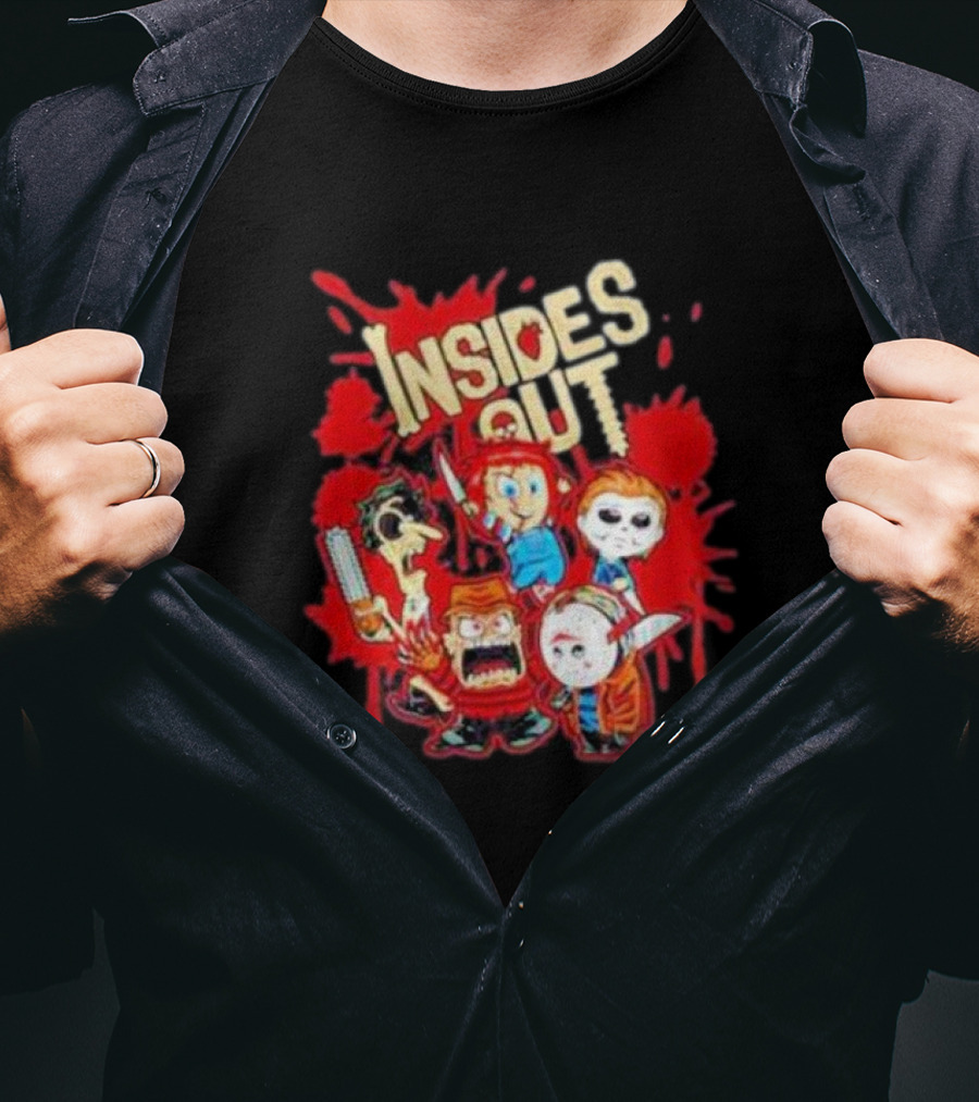 Insides Out Chibi Horror Movie Characters Bloody Halloween T-Shirt